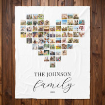 家族モダンエレガントハート型フォトコラージュ