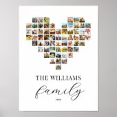 家族モダンエレガントハート型フォトコラージュ ポスター (正面)