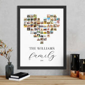 家族モダンエレガントハート型フォトコラージュ ポスター