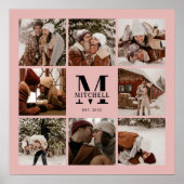 家族モダンエレガント写真コラージピンクキープサケ ポスター (正面)