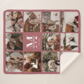 家族モダンエレガント写真コラージュほこりっぽいピンク シェルパブランケット (正面(横))