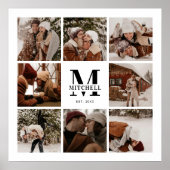 家族モダンエレガント写真コラージュ白形記念 ポスター (正面)