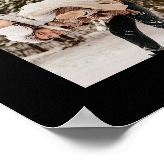 家族モダンエレガント写真コラージュ黒形記念 ポスター (角)