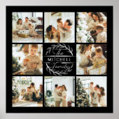 家族モダンエレガント写真コラージュ黒形記念 ポスター (正面)