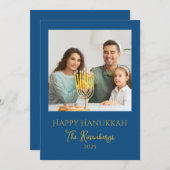 家族モダンエレガント写真ハヌカー シーズンカード (正面/裏面)