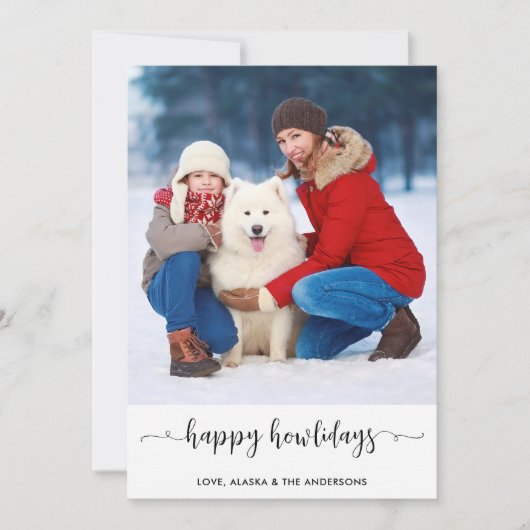 家族モダンカスタム犬の写真ハッピーハウデイ シーズンカード (正面)