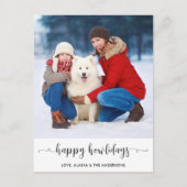 家族モダンカスタム犬の写真ハッピーハウデイ シーズンポストカード (正面)