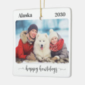 家族モダンカスタム犬の写真ハッピーハウデイ セラミックオーナメント (左)