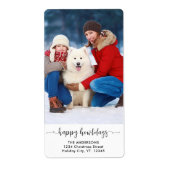 家族モダンカスタム犬の写真ハッピーハウデイ ラベル (正面)