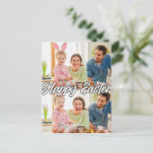 家族モダンカスタム2写真イースター ポストカード (スタンド正面)