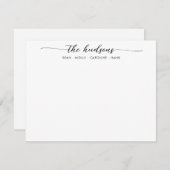 家族モダンカップル名ブラックシックスクリプトフォント ノートカード (正面/裏面)