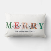 家族モダンカラフルメリーと明るい ランバークッション (正面)