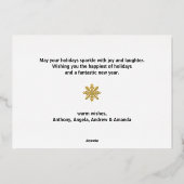 家族モダンクリスマスの休日の写真 箔シーズンカード (裏面)