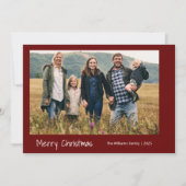 家族モダンクリスマスフォトフェスティバル赤 シーズンカード (正面)