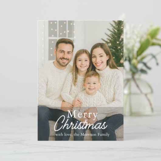 家族モダンクリスマスフォトホリデーカード 招待状 (スタンド正面)