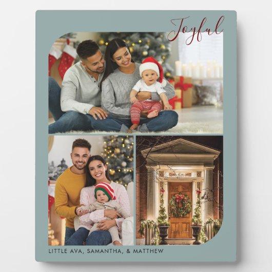 家族モダンクリスマス写真おばあちゃんパーソナライズされた フォトプラーク (正面)