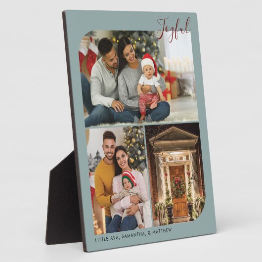 家族モダンクリスマス写真おばあちゃんパーソナライズされた フォトプラーク (側面)