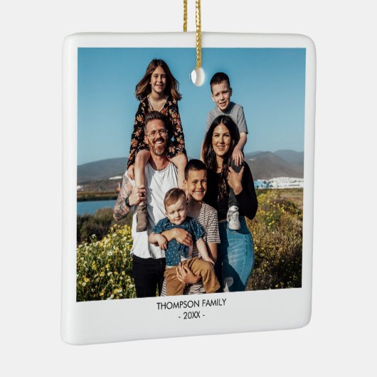 家族モダンクリスマス写真ポートレートクリスマス セラミックオーナメント (右)