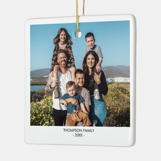 家族モダンクリスマス写真ポートレートクリスマス セラミックオーナメント (左)