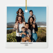 家族モダンクリスマス写真ポートレートクリスマス セラミックオーナメント (裏面)