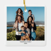 家族モダンクリスマス写真ポートレートクリスマス セラミックオーナメント (正面)