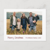 家族モダンクリスマス写真ミニマシンプルリスト シーズンポストカード (正面)