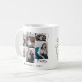 家族モダンコラージュ写真クリスマスタイポグラフィ コーヒーマグカップ (正面左)