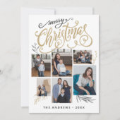 家族モダンコラージュ写真クリスマスタイポグラフィ シーズンカード (正面)
