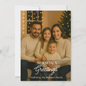 家族モダンシーズンズグリーティングホリデーカード 招待状 (正面)
