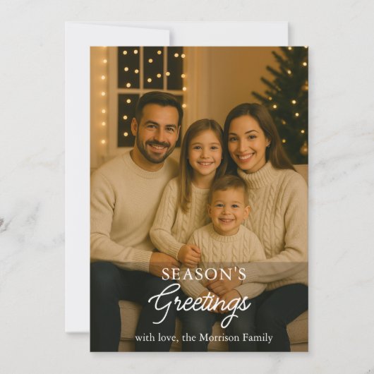 家族モダンシーズンズグリーティングホリデーカード 招待状 (正面)