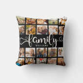 家族モダンスクリプト20フォトコラージシックブラック クッション (正面)