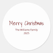 家族モダンタイポグラフィシンプルクリスマス ラウンドシール (正面)