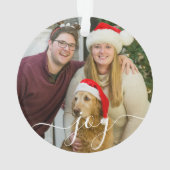 家族モダンパーソナライズされたの写真のスクリプト オーナメント (裏面)