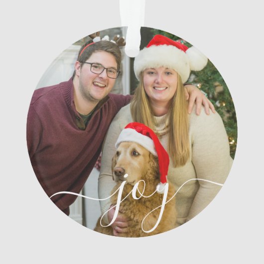 家族モダンパーソナライズされたの写真のスクリプト オーナメント (裏面)