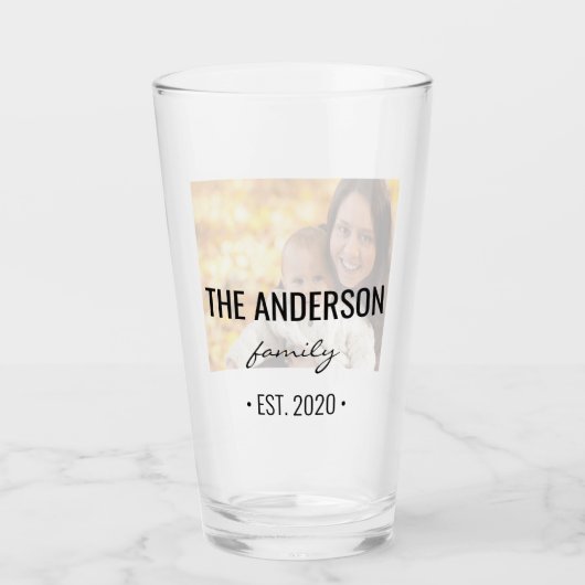 家族モダンパーソナライズされたの写真 タンブラーグラス (正面)
