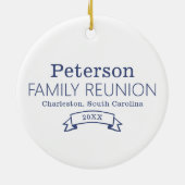 家族モダンパーソナライズされた懇親会 セラミックオーナメント (裏面)