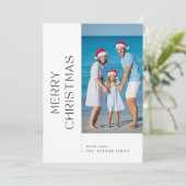 家族モダンビーチメリークリスマスフォトブルー シーズンカード (スタンド正面)