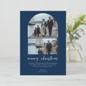 家族モダンビーチ航海のクリスマスフォトブルー シーズンカード (スタンド正面)