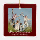 家族モダンフェスティバルクリスマスフォト セラミックオーナメント (裏面)