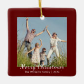 家族モダンフェスティバルクリスマスフォト セラミックオーナメント (正面)