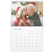 家族モダンフォトコラージュパープルグリッターカスタム カレンダー (1月 2026)