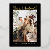 家族モダンフォトフォイルクリスマスカード 箔シーズンカード (正面)