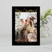 家族モダンフォトフォイルクリスマスカード 箔シーズンカード (立ち正面)