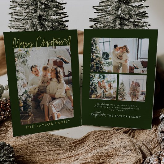 家族モダンフォトフォイルクリスマスカード 箔シーズンカード