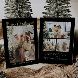 家族モダンフォトフォイルクリスマスカード 箔シーズンカード