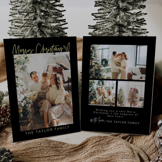 家族モダンフォトフォイルクリスマスカード 箔シーズンカード
