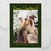 家族モダンフォトフォイルクリスマスカード 箔シーズンカード (正面)