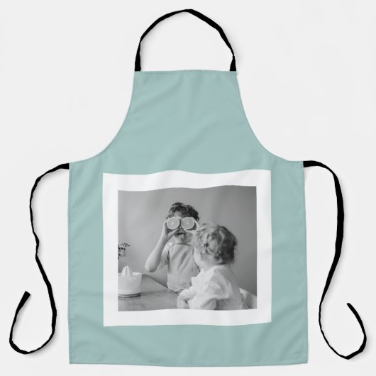家族モダンフォトミントシンプルラブギフト エプロン (正面)