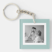 家族モダンフォトミントシンプルラブギフト キーホルダー (正面)