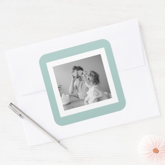 家族モダンフォトミントシンプルラブギフト スクエアシール (封筒)